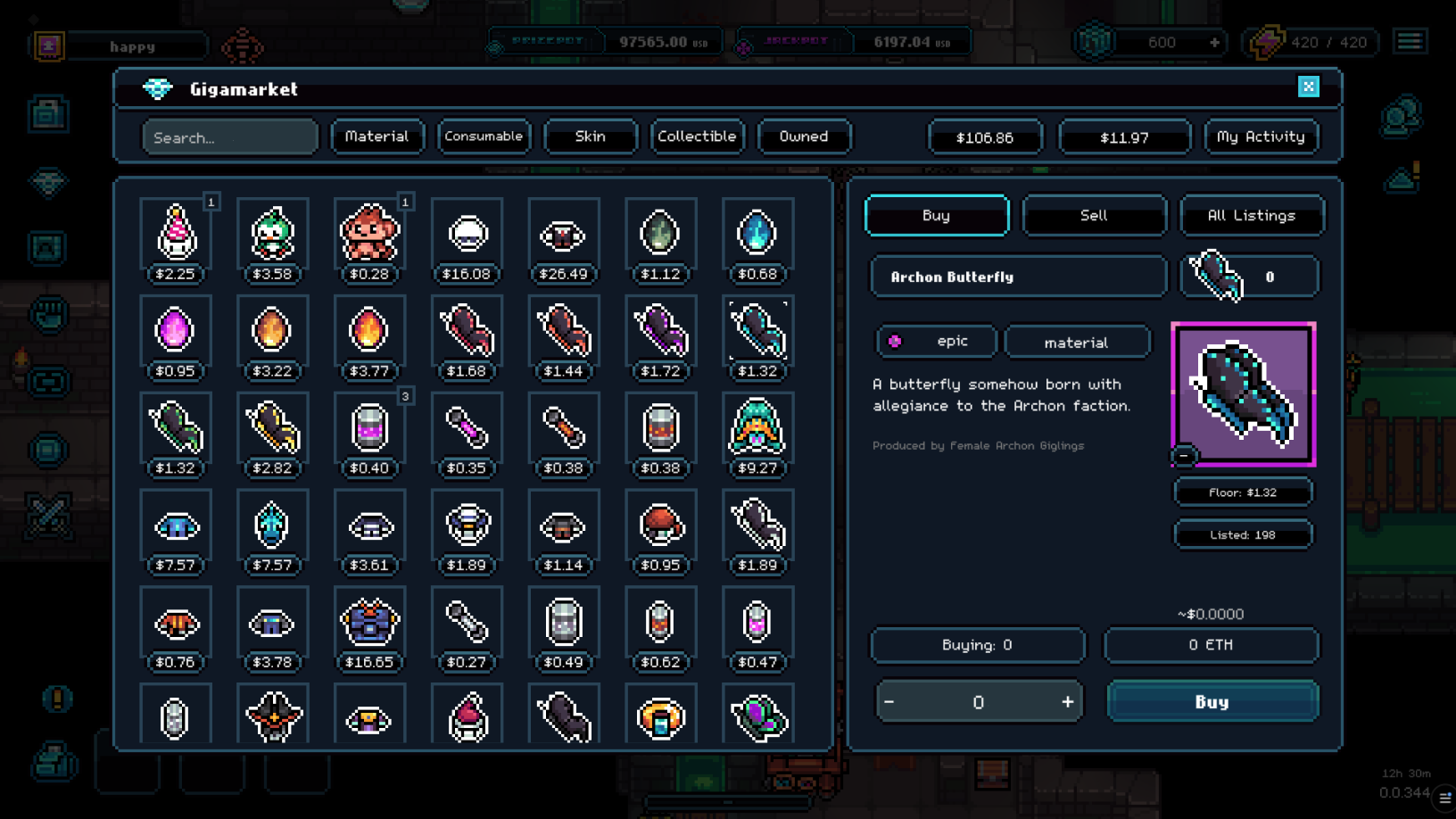 Gigamarket interface